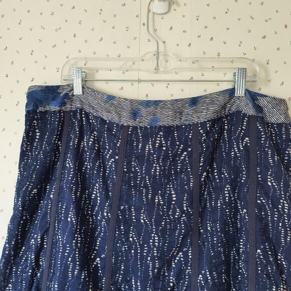 Coldwater Creek Skirt Womens Plus 1X Blue Geometric Embroidery Midi Cottage Boho - Picture 8 of 15